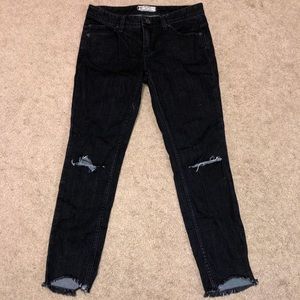 Free People Skinny Cropped Black Jeans